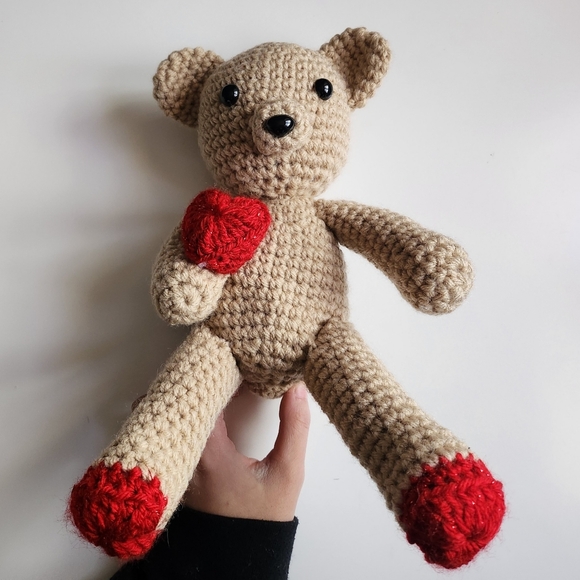 Crochet love bear, 3 available, Hand crocheted by Mom - Picture 4 of 11